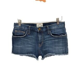 Current/Elliott The Boyfriend Short Womens 25 Blue Denim Raw Hem Cutoffs